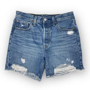 Levi's 501 Mid Thigh 6" Denim Shorts High Rise Cotton Button Fly Women’s Size 28